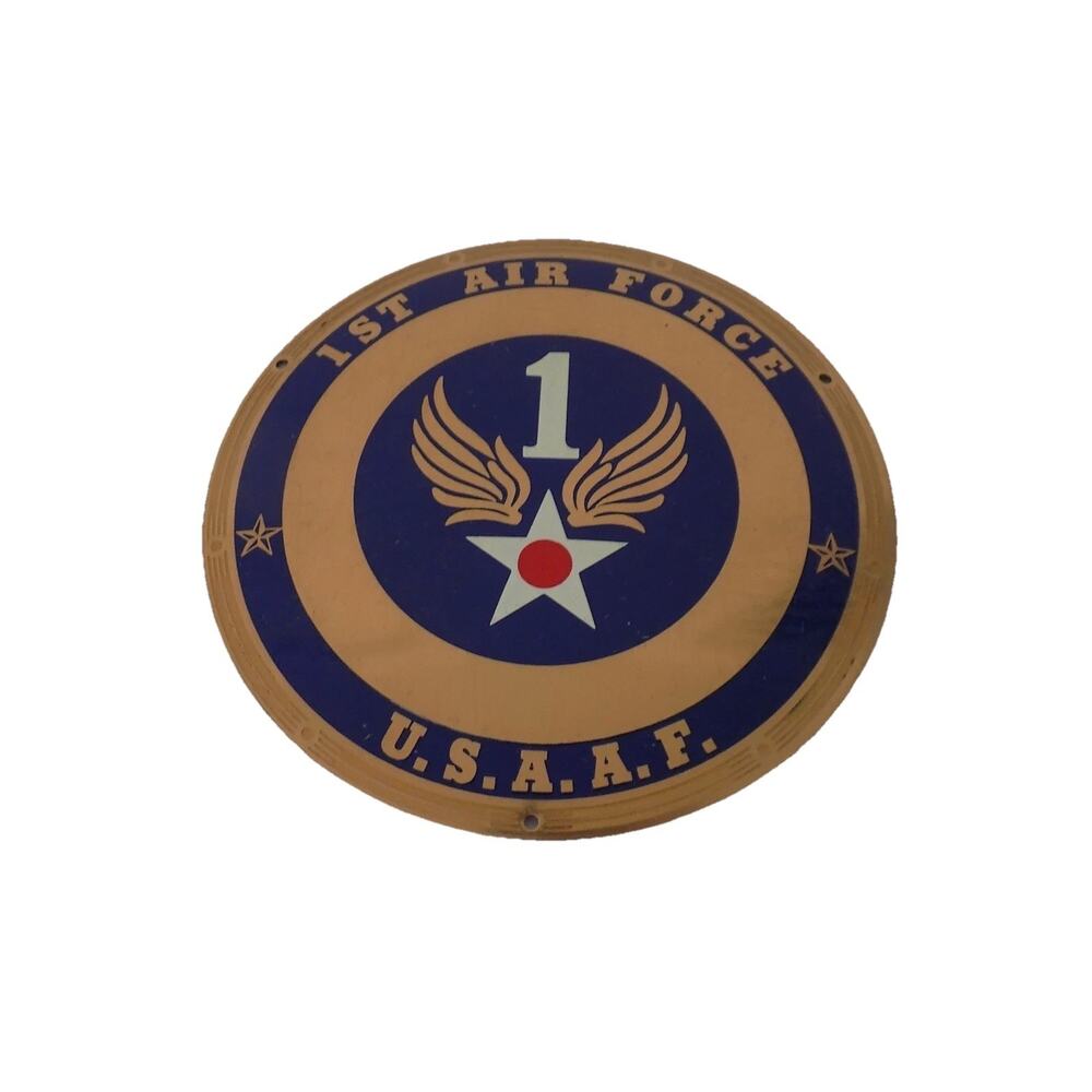 Vintage 1st Air Force USAAF brass plaque or license plate topper